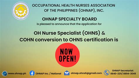 Occupational Health Nurses Association of the Philippines, Inc. (OHNAP).